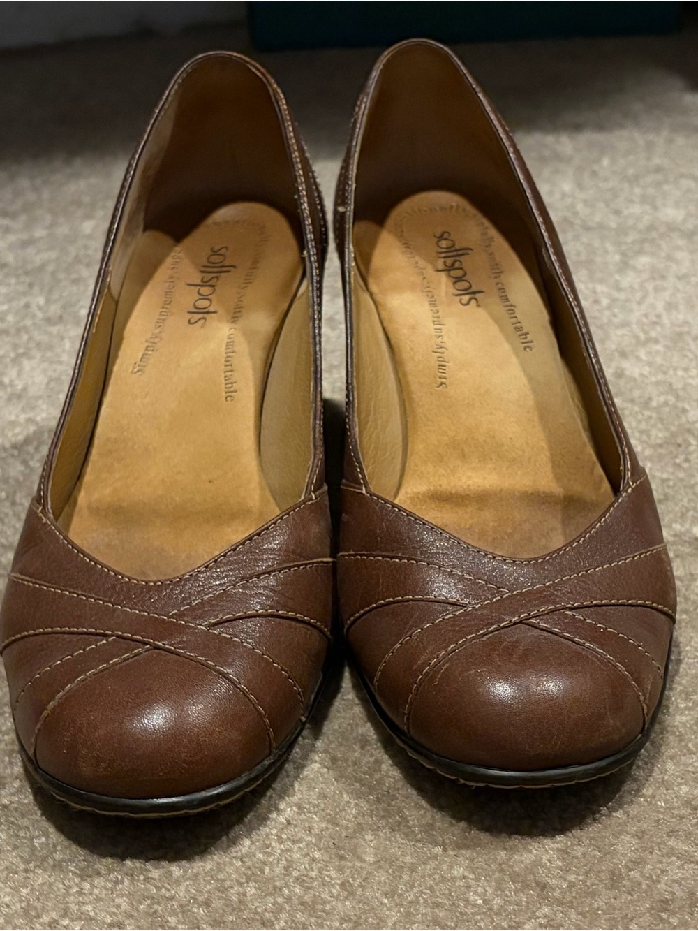 Brown Leather Comfort Pumps